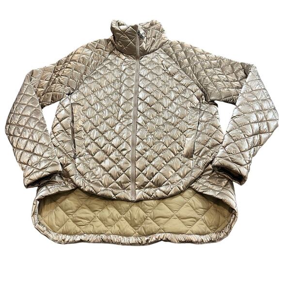 Athleta‎ Whisper Featherless Metallic Jacket Champagne Coat Insulated Womens M